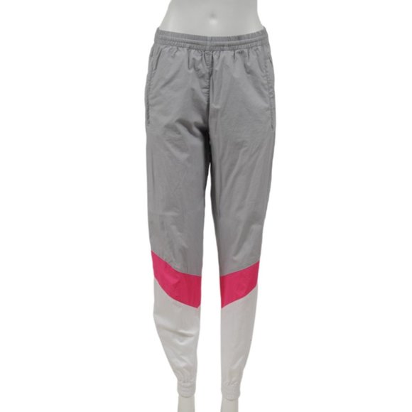 Vetements Womens Track Pants Size Medium Grey Pink White Color Block Joggers